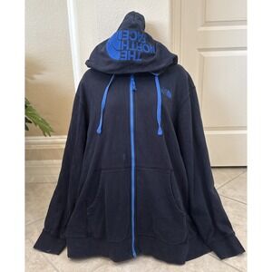 The North Face Soft Shell Jacket Hoodie 2XL XXL Navy Blue Full Zip Hooded *read